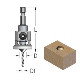 Broca de avellanar de 2.0x9.5 mm con tope de profundidad de Nylon WPW