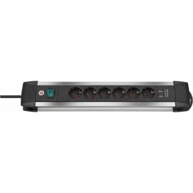 Base de tomas múltiples Premium-Alu-Line con puertos USB 6 + 2 USB Brennenstuhl